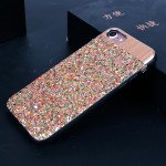 Wholesale iPhone 8 Plus / 7 Plus Sparkling Glitter Chrome Fancy Case with Metal Plate (Champagne Gold)